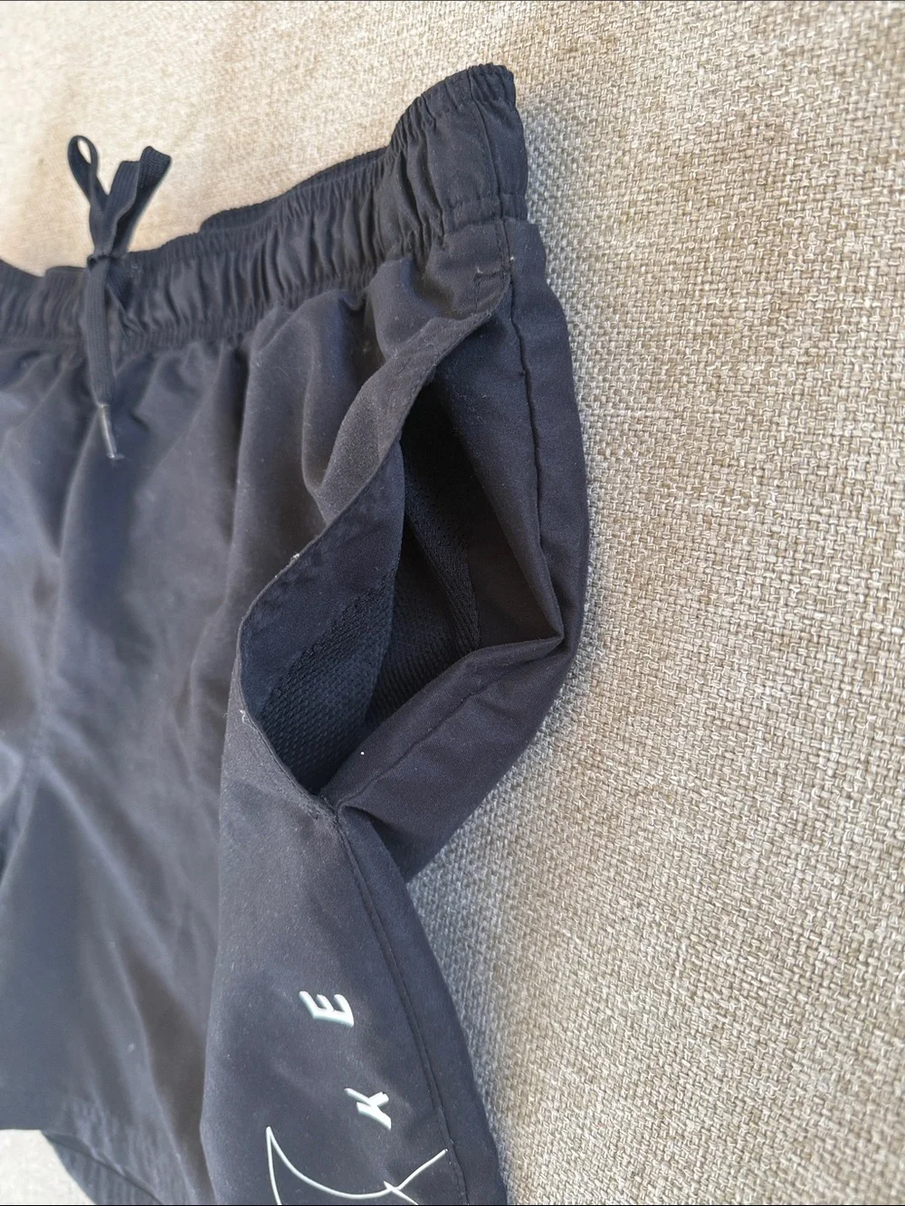 Nike Black Men’s Swim Trunks with White Swoosh - Size L